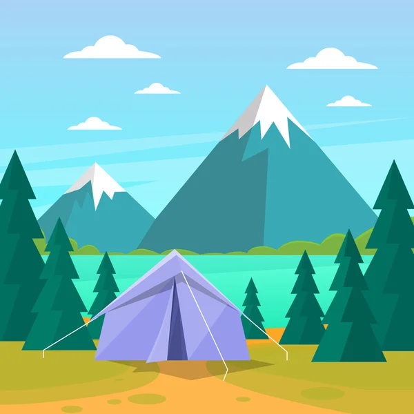 Acampar e Tenda na floresta —  Vetores de Stock