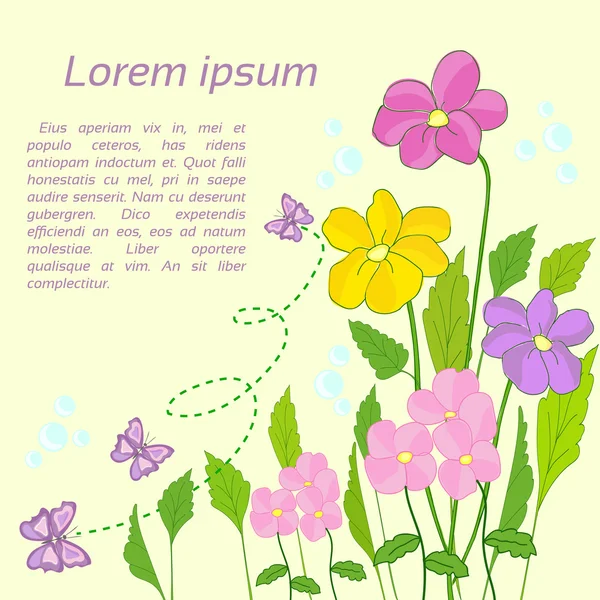 Bloemen groet uitnodigingskaart — Stockvector