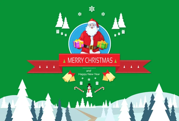 Santa claus on christmas greeting card — Stock Vector