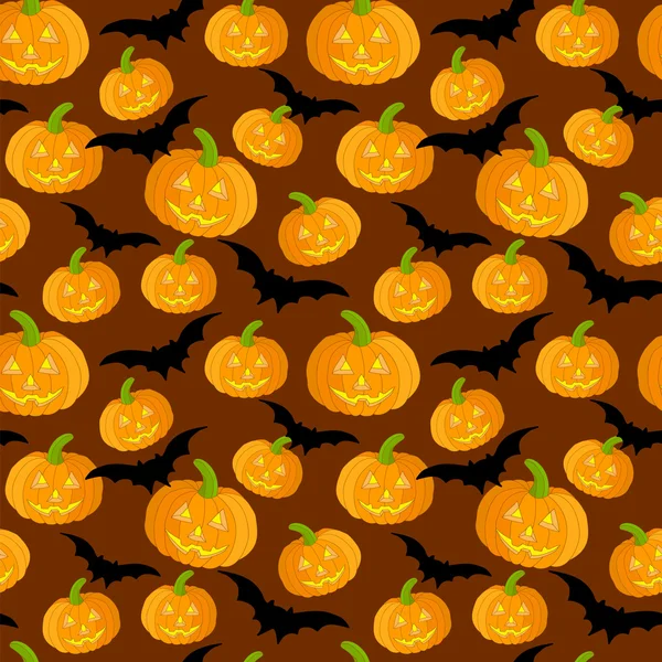 Halloween padrão sem costura com abóboras — Vetor de Stock