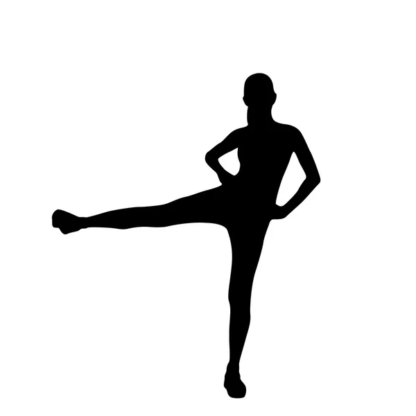 Silhouette einer Frau bei körperlicher Bewegung — Stockvektor