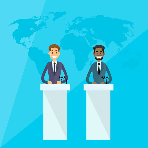International Leaders   at Press Conference — Stock Vector