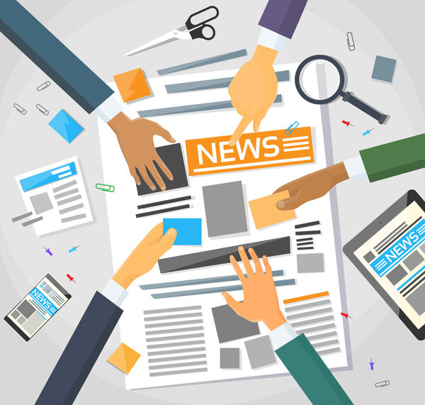 Journalists Crew Making Newspaper