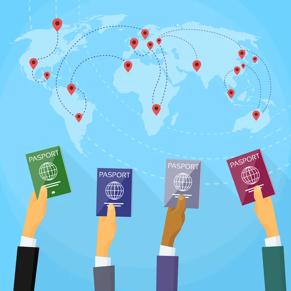 Kéz- és utazási útlevelek — Stock Vector