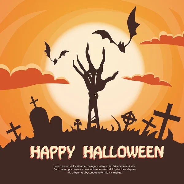 Halloween Banner med gravlund – stockvektor