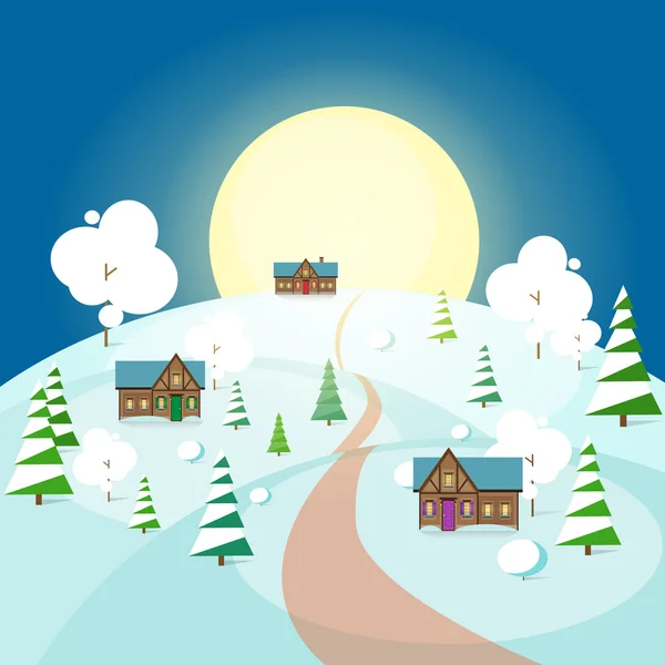 Paysage d'hiver illustration plate — Image vectorielle