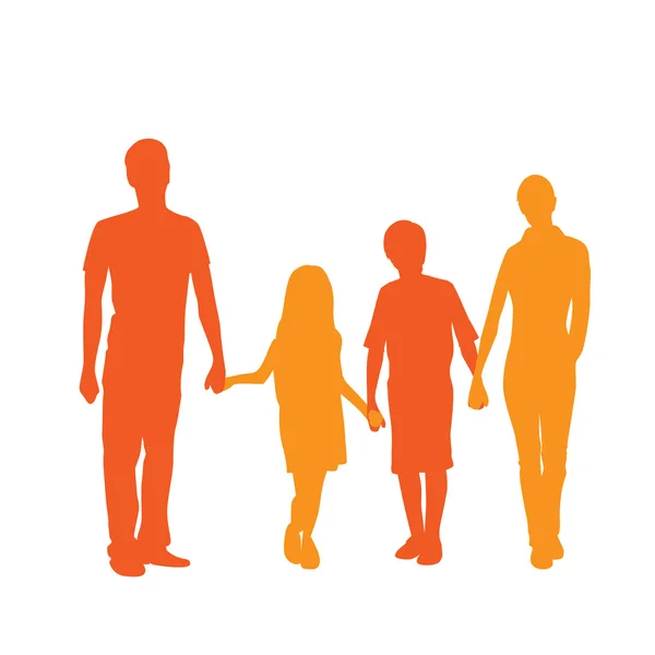 Couple with Two Kids Embracing — Stock Vector