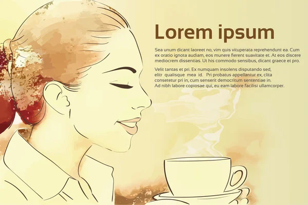 Femme d'affaires Boire et sentir le café — Image vectorielle