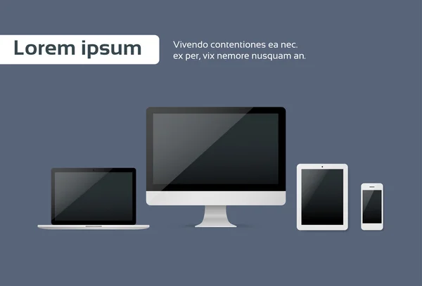 Dizüstü bilgisayar, telefon, Tablet cihazlar — Stok Vektör