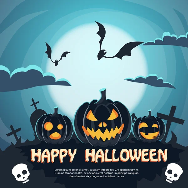 Banner de Halloween con Cementerio — Vector de stock