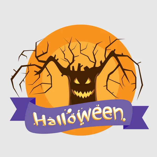 Banner mit dem Abzeichen für den Halloween-Baum — Stockvektor