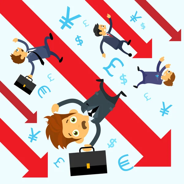 Businessmen Falling Down, Crisis Concept — Stock Vector