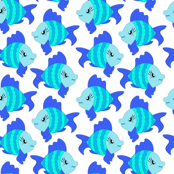 Blue Fish patroon naadloze — Stockvector