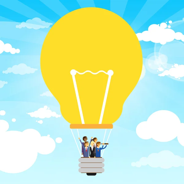 Επιχειρηματίες και λάμπα φωτός ιδέα — Διανυσματικό Αρχείο