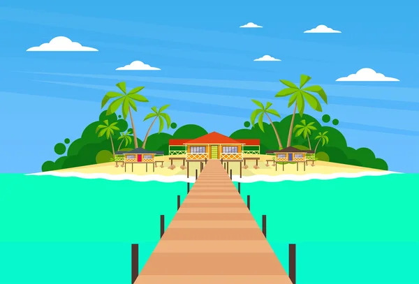 Isla Tropical y Paraíso Océano — Vector de stock