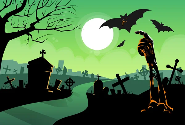 Halloween Hintergrund mit Friedhof — Stockvektor