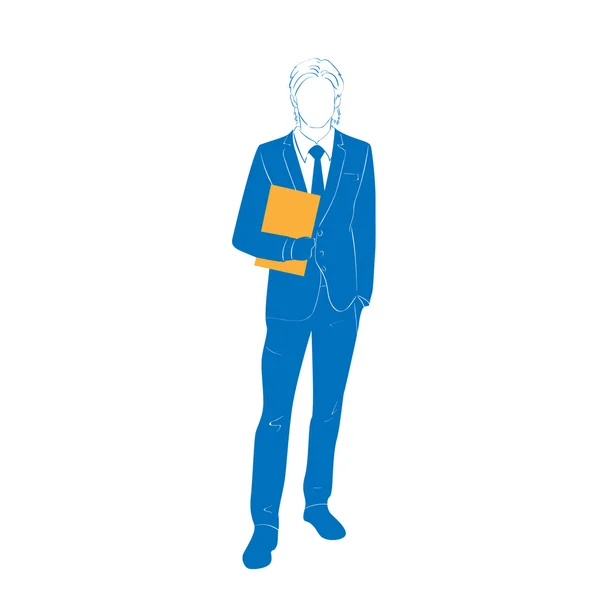 Silhouette bleue de l'homme d'affaires en costume — Image vectorielle