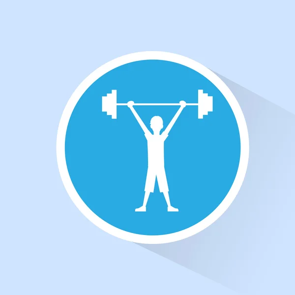 Fitness man with barbell  icon — Stock Vector