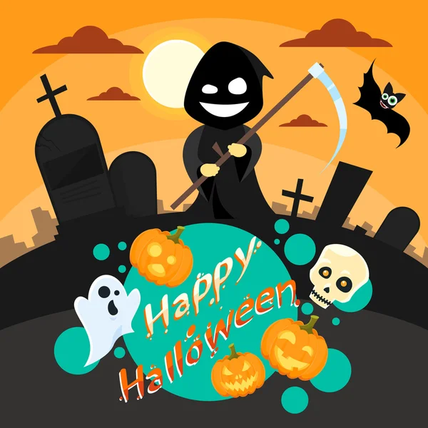 Halloween Cartoon Grim Reaper — Stockvector