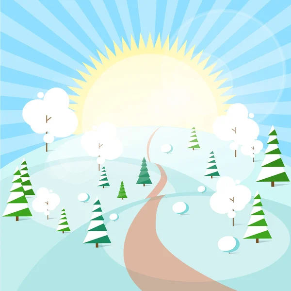 Bosque de invierno paisaje — Vector de stock