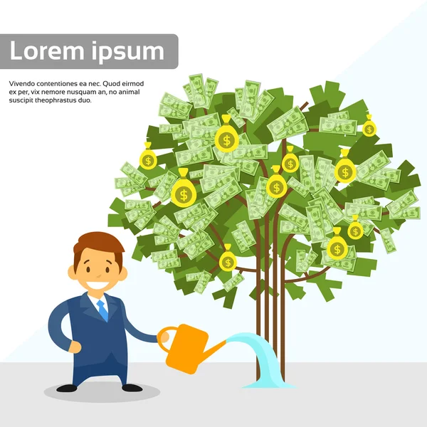 Homme d'affaires arrosage arbre de l'argent — Image vectorielle