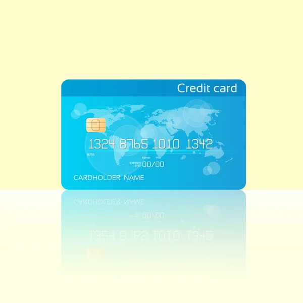 Blue  Credit card  with chip — Stock Vector