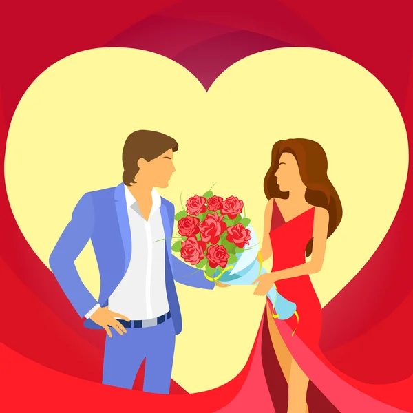 Valentine Day Holiday and Couple — Stock Vector