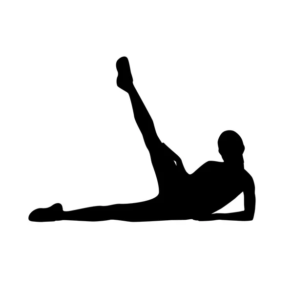女人做体育锻炼的剪影 — 图库矢量图片