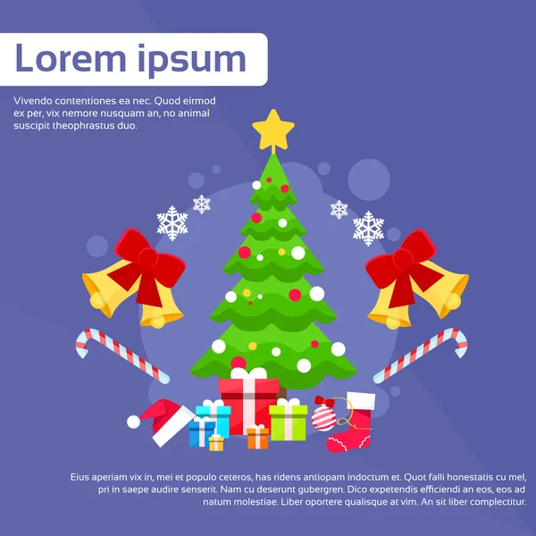 Kerstmis groene boom met geschenkdozen — Stockvector