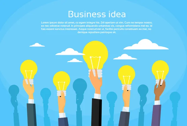 Businesspeople Hands Holding Light Bulbs — Stock Vector