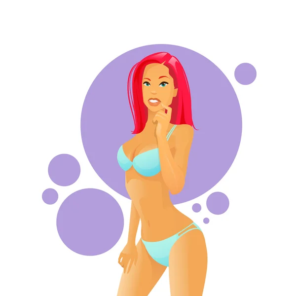 Kobieta w Bikini kostium kąpielowy — Wektor stockowy