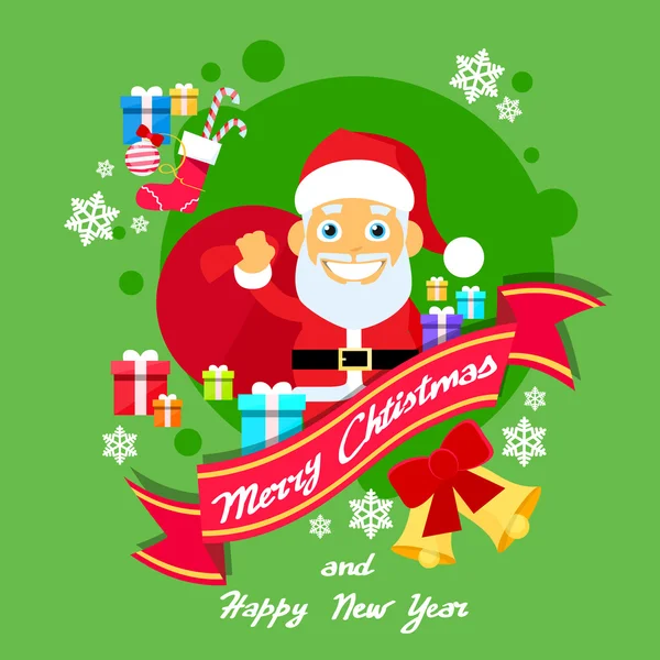 Santa claus on christmas greeting card — Stock Vector