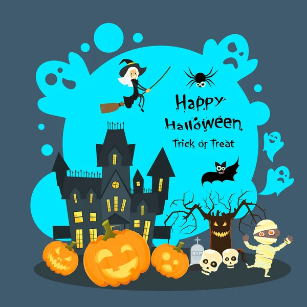Tarjeta de invitación de Halloween House — Vector de stock