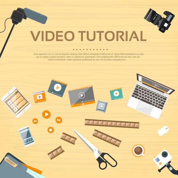Video Tutorial Editor Desk Royalty Free Stock Vectors
