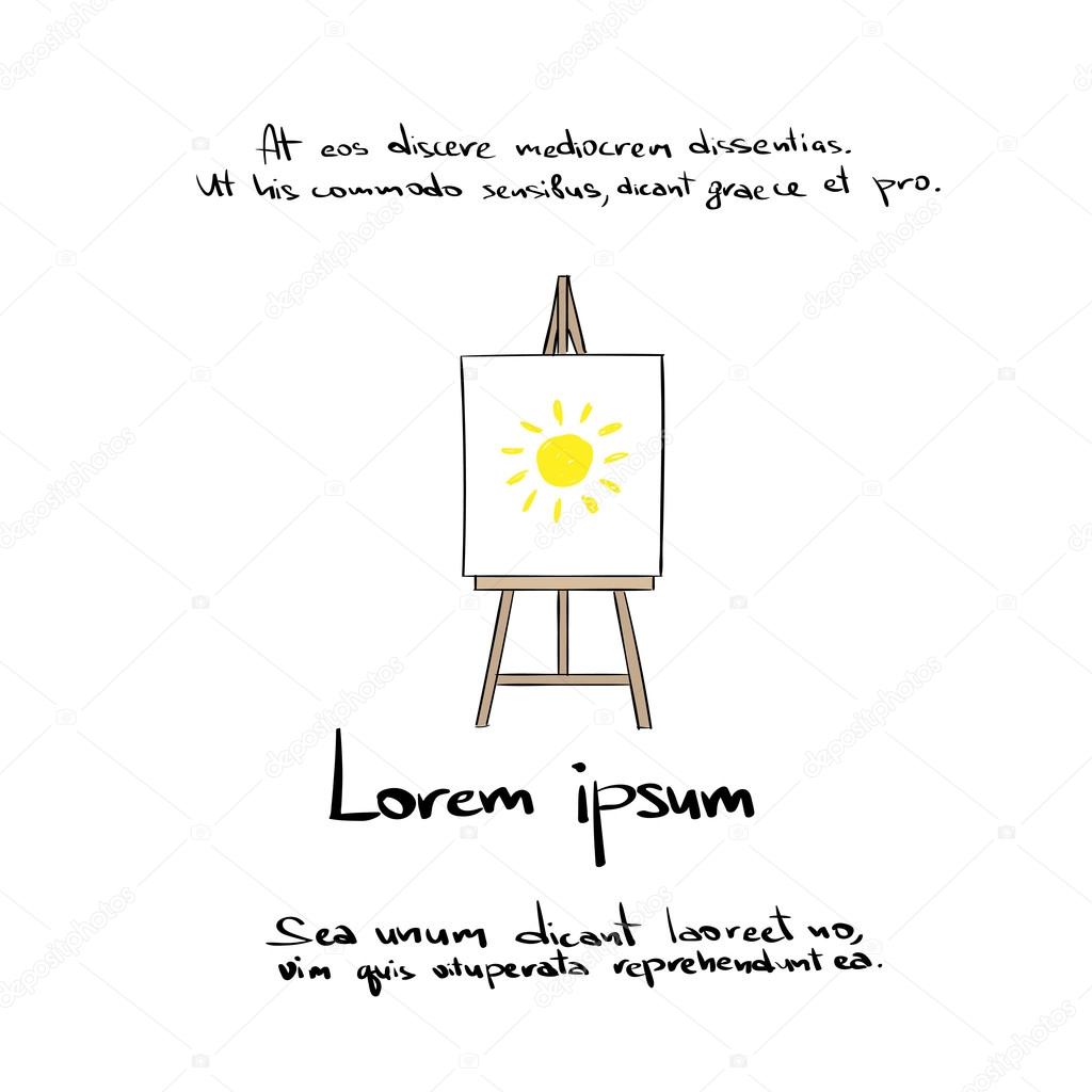 Easel Hand Draw Color Icon, Vector Illustration