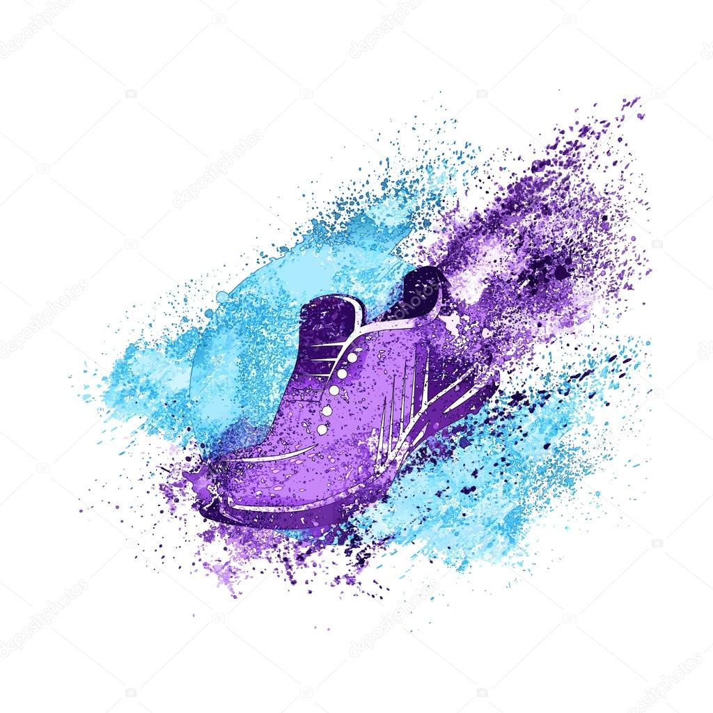 Sneaker Splash Paint Concept Vector Illustration