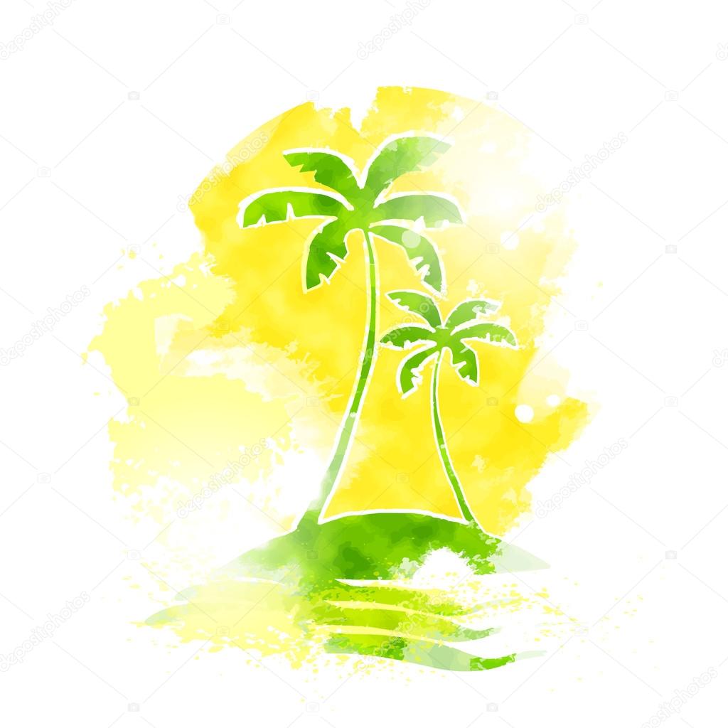 Palm Trees Tropical Island  Illustration