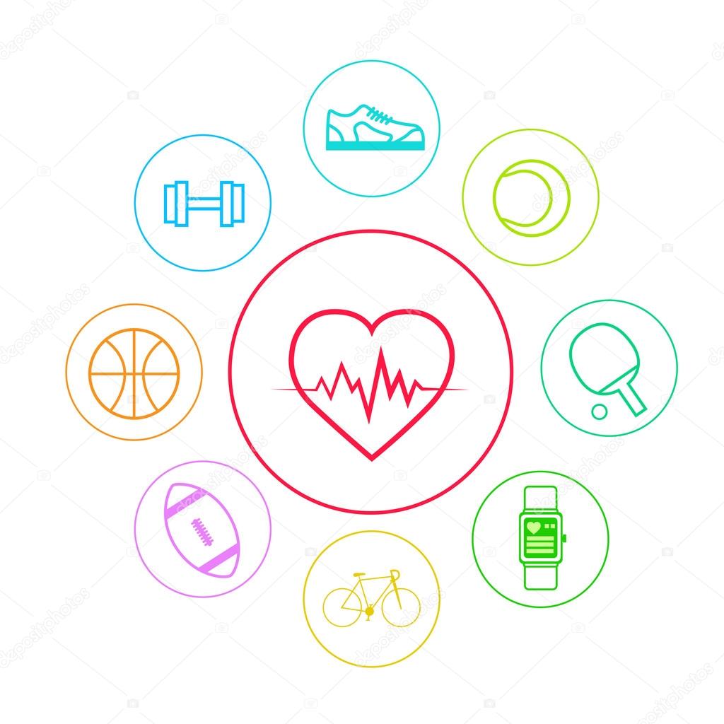 Heart App Simple sport Icons Set