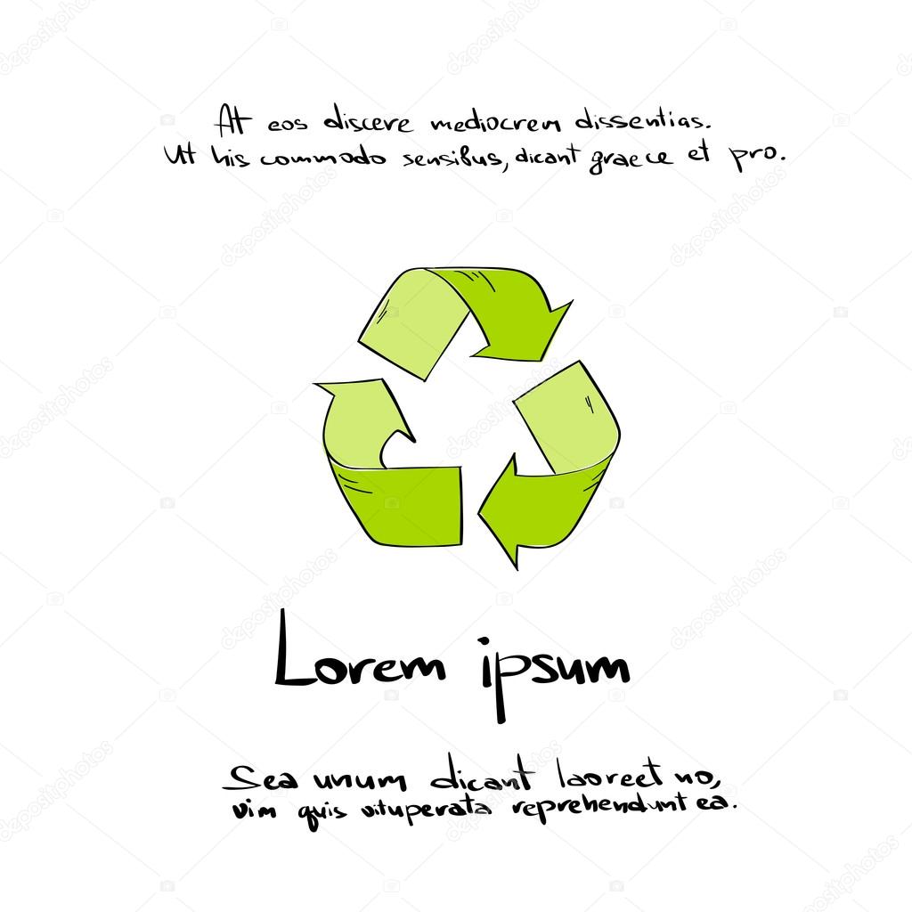 Recycle Symbol Logo Hand Draw Color Icon Vector Illustration