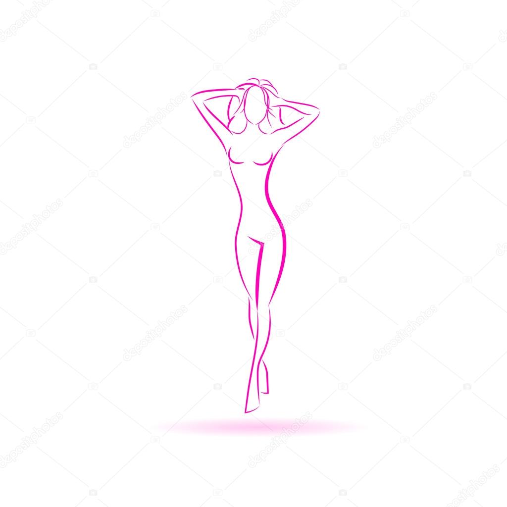 Female Body Logo Pink Icon Vector Illustration