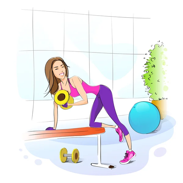 Deporte mujer sosteniendo sombrillas — Vector de stock