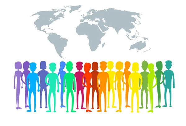 Grupo de personas, siluetas coloridas — Vector de stock