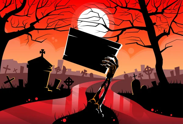 Fondo de Halloween con cementerio — Archivo Imágenes Vectoriales