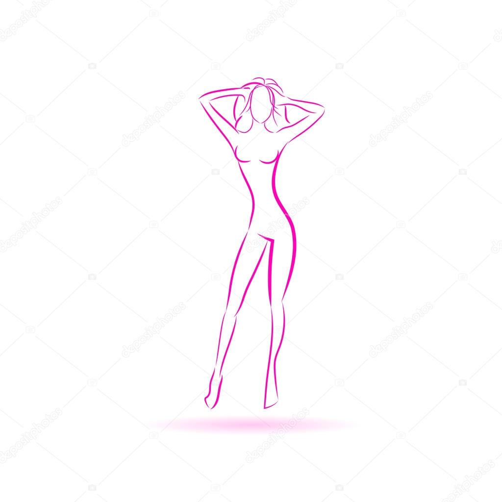 Female Body Logo Pink Icon Vector Illustration