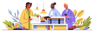 Mimarlar takım çalışması modern inşa projesi işbirliği planlarını tartışanların model inşaat sahaları lambaları soyut arka plan vektör illüstrasyonları