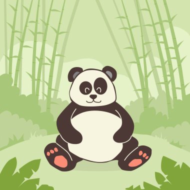 Panda Bear Sitting in  Forest clipart
