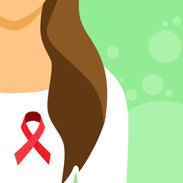 Mujer con SIDA Cinta Roja — Vector de stock