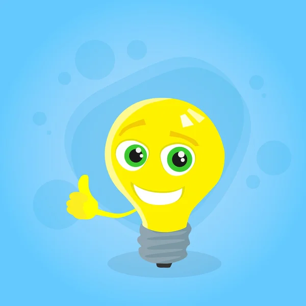Light Yellow Bulb with Thumb Up — Wektor stockowy
