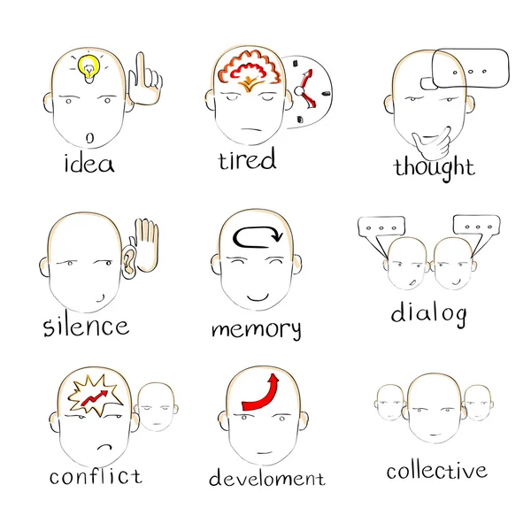 Face Head Icon Emotions — 스톡 벡터
