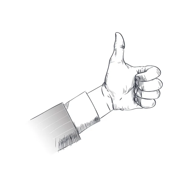 Mão com Thumb Up Sketch — Vetor de Stock